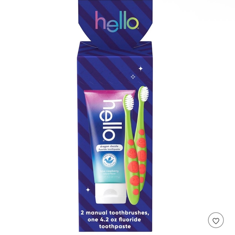 hello Kids' Holiday Toothbrush and Toothpaste Gift Set - 3ct new